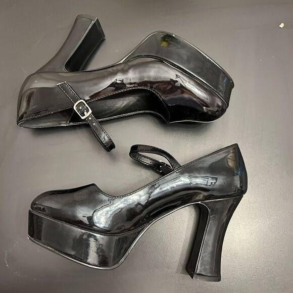 Fantasma Costume Pleaser 4" Chunky Mary Jane Black Patent Heels 8 - Picture 4 of 11